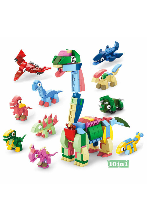 Kent Oyuncak Dinozor Dünyası 10İn1 Yapı Bloğu Hediye Oyun Seti