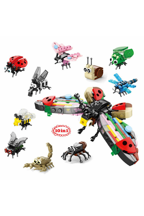 Kent Oyuncak Böcek Dünyası 10İn1 Yapı Bloğu Seti (Birleştirilip Kelebek Yaratılabilir)