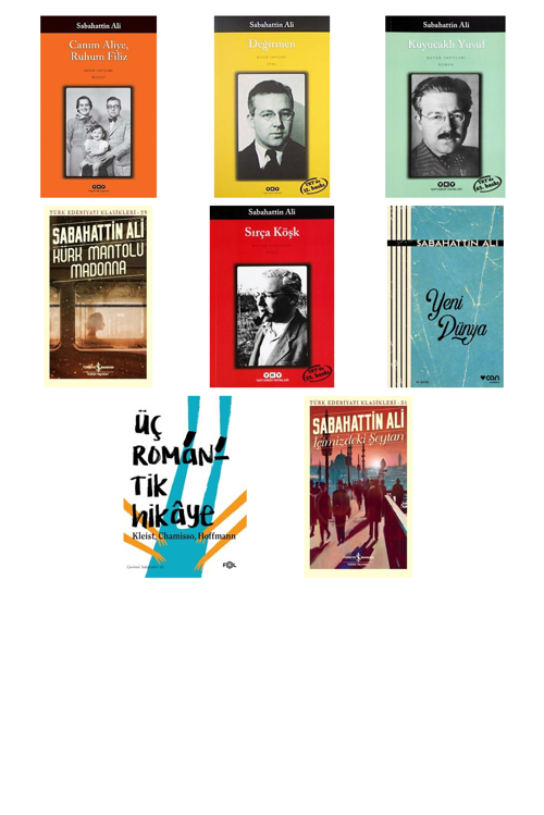 Sabahattin Ali Canım Aliye, Ruhum Filiz +7 Adet Kitap Set