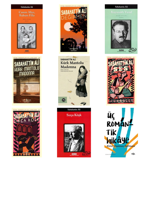 Sabahattin Ali Canım Aliye, Ruhum Filiz +8 Adet Kitap Set