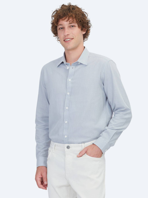 Gri Regular Fit Dokuma Casual %100 Pamuk Gömlek