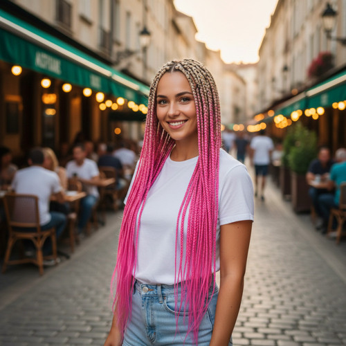 Afrika Örgüsü Ve Rasta İçin Sen Ombreli / Platin / Pembe