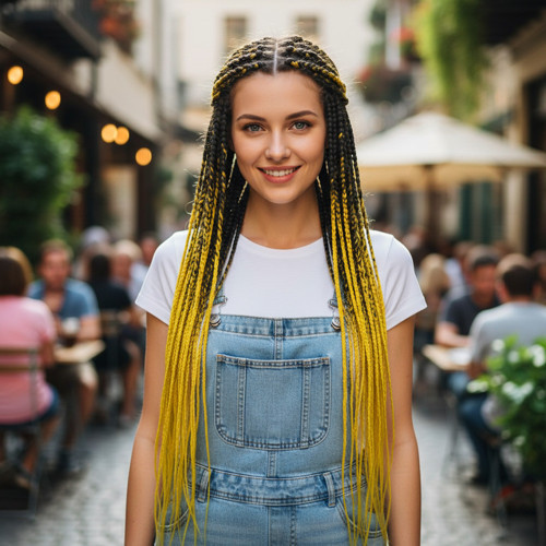 Afrika Örgüsü Ve Rasta İçin Sen Ombreli / Siyah / Sarı