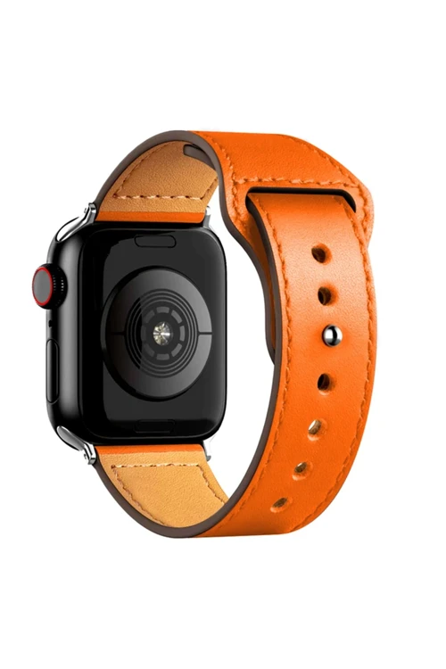 Apple Watch 38Mm Kr415 Luaz Deri Kordon - Turuncu
