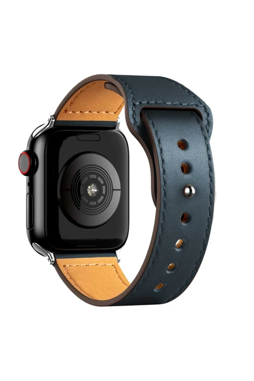 Apple Watch 38Mm Kr415 Luaz Deri Kordon - Lacivert