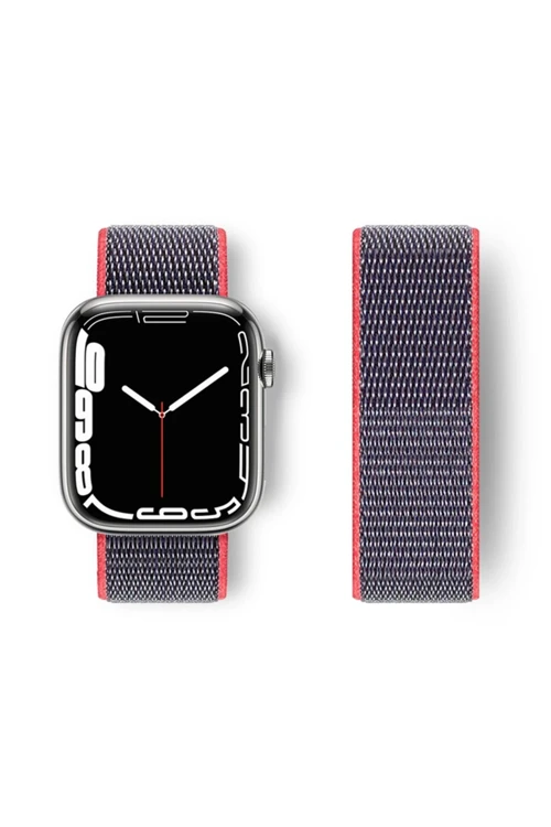 Apple Watch 42Mm Hasırlı Cırtcırtlı Kordon - Pembe