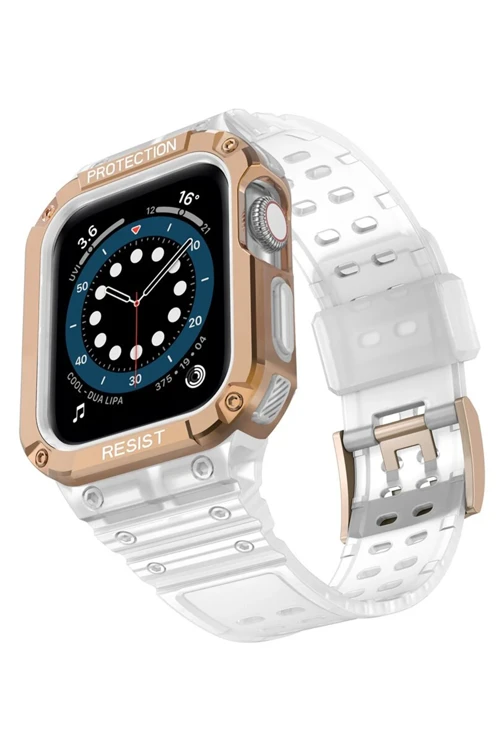 Apple Watch 42Mm Kr401 Silikon Kordon - Beyaz-Rose