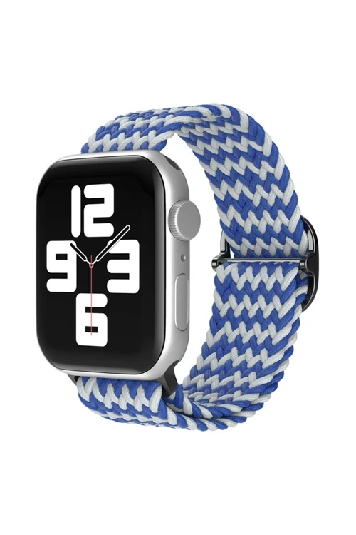 Apple Watch 42Mm Star Kordon - Zigzag Beyaz-Mavi