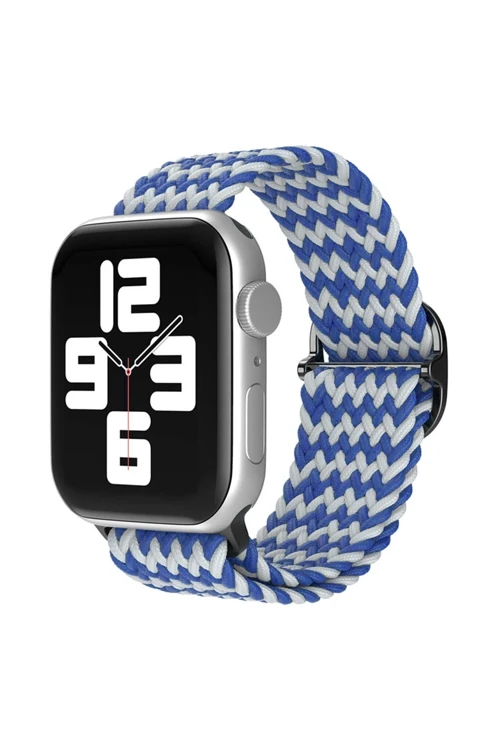Apple Watch 42Mm Star Kordon - Zigzag Beyaz-Mavi