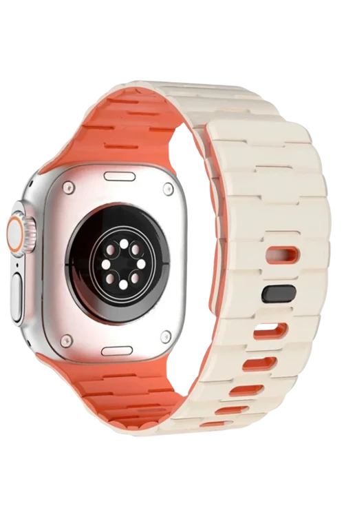 Apple Watch Ultra 49Mm Wowen Kordon - Beyaz-Turuncu