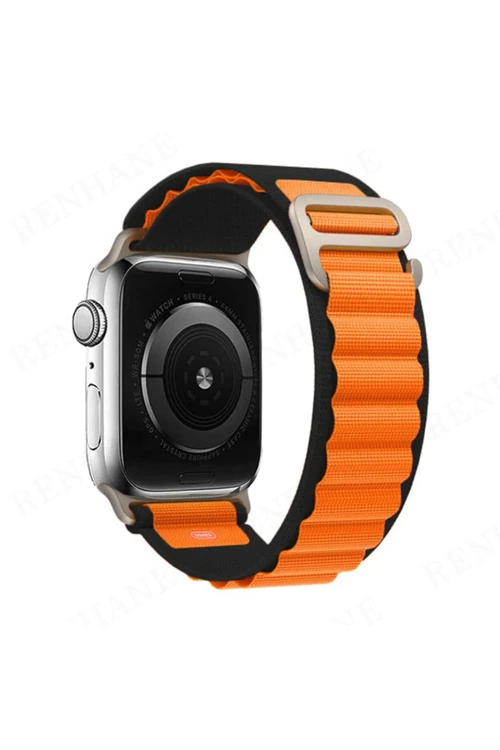 Apple Watch Ultra 49Mm Mountain Kordon - Siyah-Turuncu