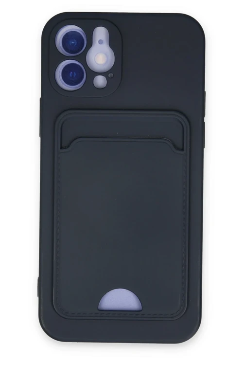 iPhone 12 Kılıf Kelvin Kartvizitli Silikon - Lacivert