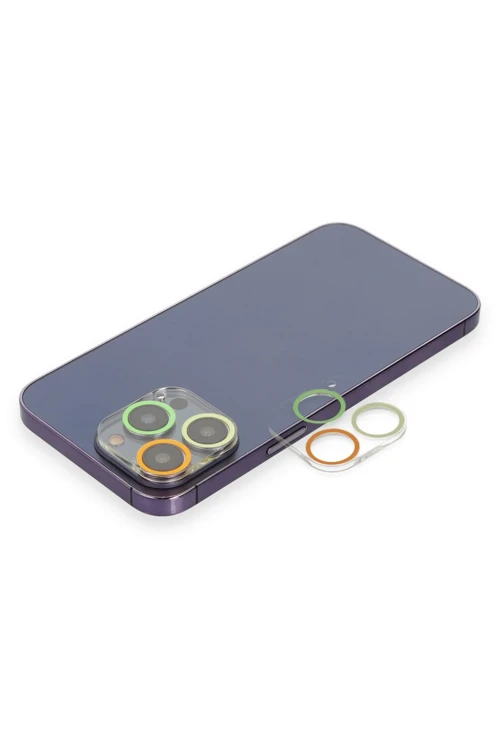 iPhone 13 Pro Renkli Kamera Lens Koruma Cam - Sarı-Turuncu