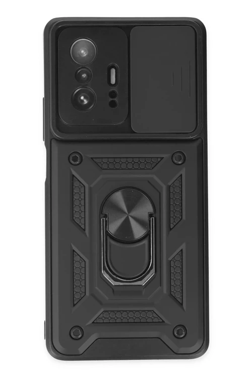 Xiaomi Mi 11T Pro Kılıf Pars Lens Yüzüklü Silikon - Siyah