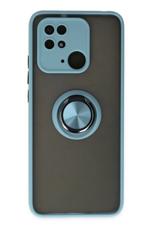 Xiaomi Poco C40 Kılıf Montreal Yüzüklü Silikon Kapak - Buz Mavi