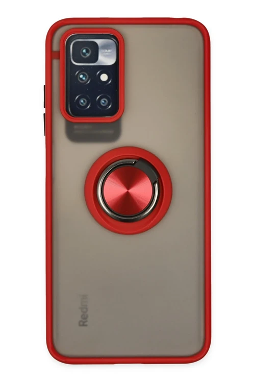 Xiaomi Redmi 10 2022 Kılıf Montreal Yüzüklü Silikon Kapak - Kırmızı