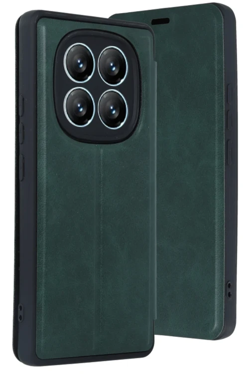 Xiaomi Redmi Note 14 Pro 5G Kılıf Flip Cover - Koyu Yeşil