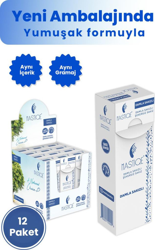 Damla Sakızlı Şekersiz Sakız 20 gr x 12 Adet Sade