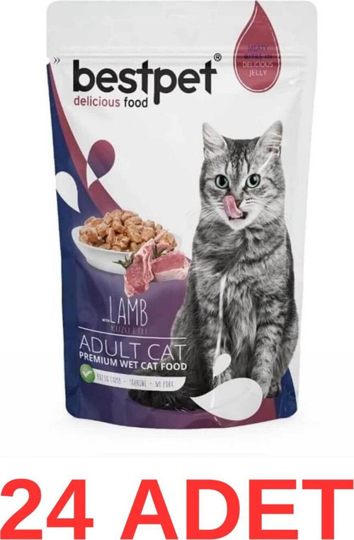 Jelly Pouch Kuzu Etli Yetişkin Kedi Konservesi 85 Gr 24 Adet