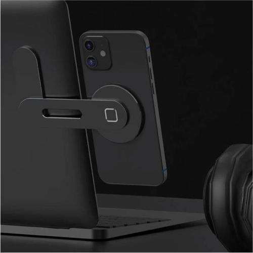 Metal Ayarlanabilir Laptop ve Monitör Yanı Manyetik Telefon Tutucu Siyah Stand-14