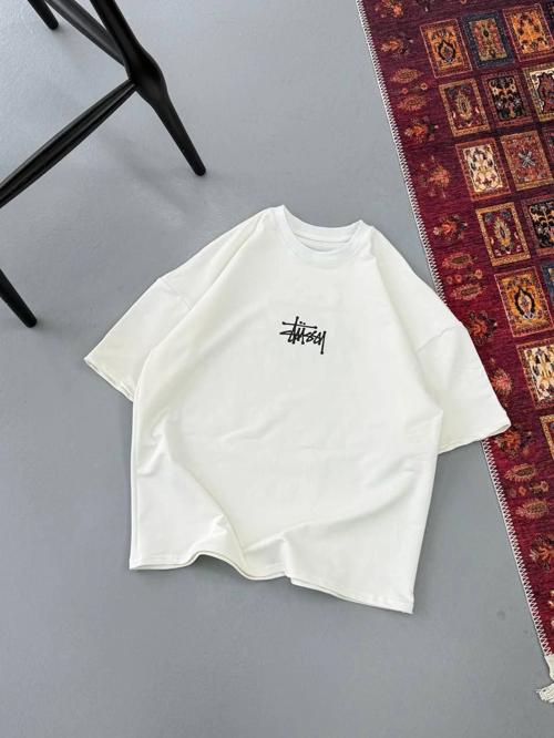 Baskılı Oversize T-shirt - Beyaz
