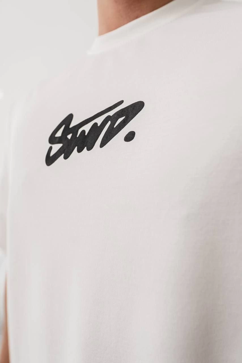 Baskılı Oversize T-shirt - Beyaz