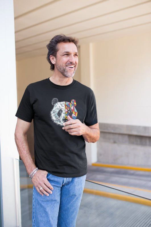 Bisiklet Yaka Baskılı Oversize T-Shirt - Siyah