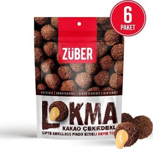 Lokma Kakao Çekirdeği Kaplı Fındık Ezmeli Meyve Topu 96 gr x 6 Paket