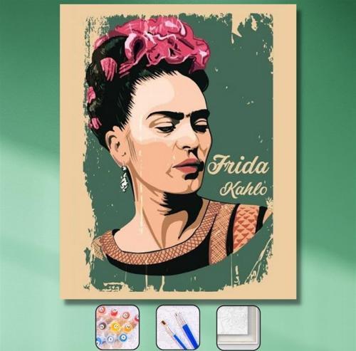 Pastelya Sayılarla Boyama Seti Çerçeveli Kasnaklı Frida Poster