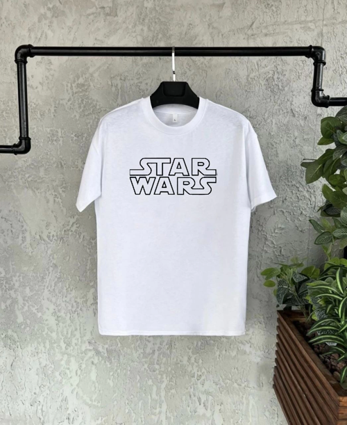 Bisiklet Yaka Kısa Kol Baskılı T-Shirt - Beyaz