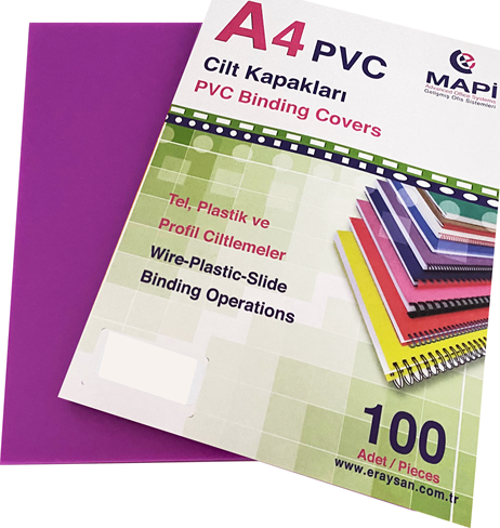 A4 PVC OPAK CİLT KAPAK MOR 100 LÜ