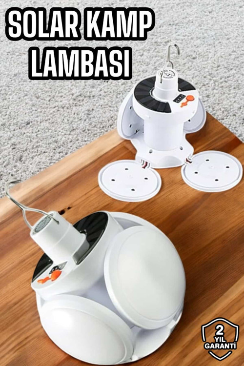 Kamp Lambası Işıldak Beyaz Işık Güneş Enerjili Solar Aydınlatma 5 Kanatlı Katlanabilir