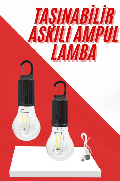 Şarjlı Aydınlatma Ampul Tasarımlı Ambians Işık Askılı Kamp Lambası