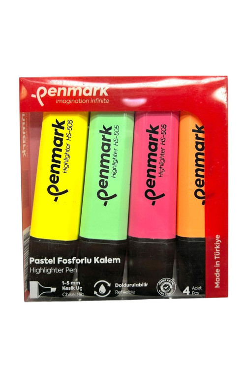 FOSFORLU KALEM 4 LÜ ASETAT KARIŞIK RENK PASTEL HS-505-4P 709701