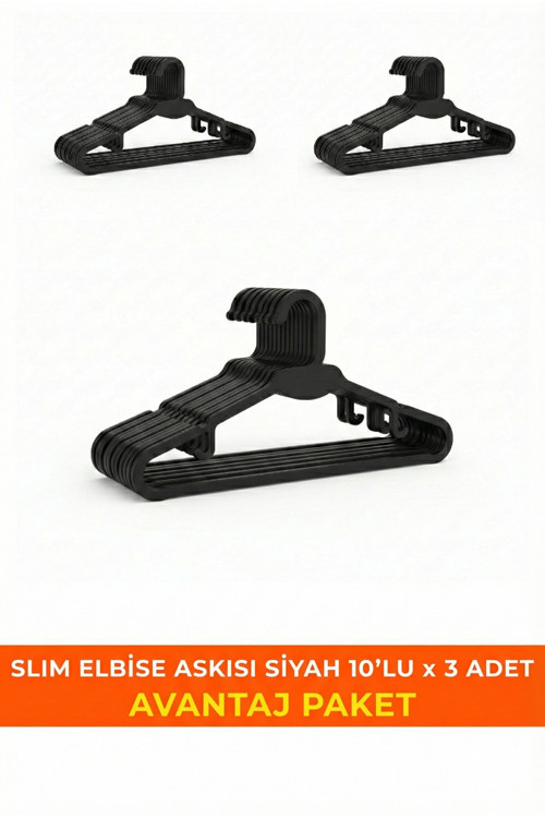 Slim İnce Elbise Askısı 30 Adet Avantaj Paket Dolap Düzenleyici Yerden Tasarruf Plastik Askı Seti