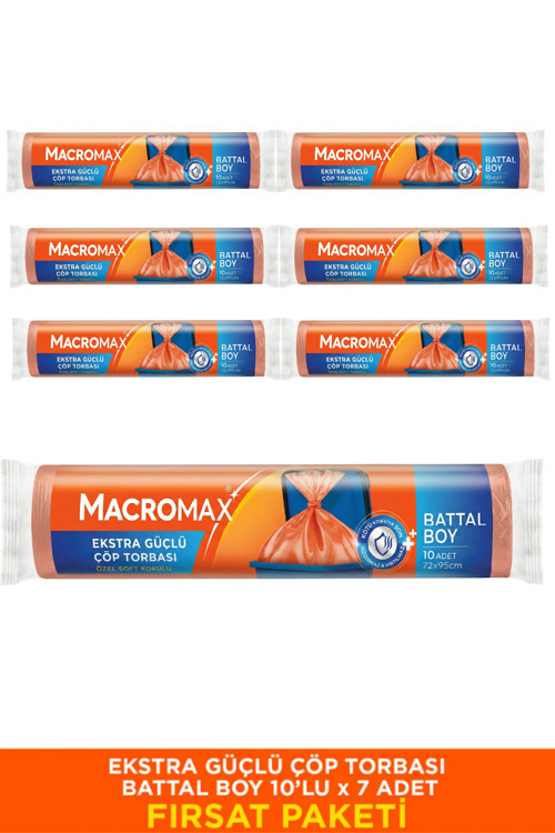 Ekstra Güçlü Çöp Torbası Battal Boy 7 Paket (10'lu) Dayanıklı Kalın Yırtılmaz Poşet