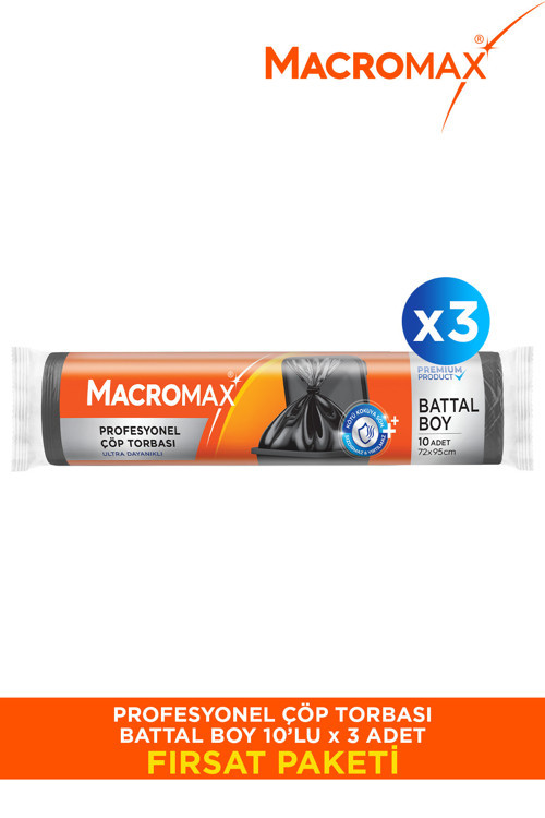 Profesyonel Çöp Torbası Battal Boy 3 Paket (10'lu) Dayanıklı Kalın Atık Toplama Poşeti