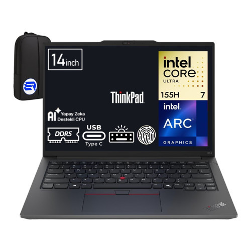 Thinkpad E14 Gen 6 Ultra 7-155H 64GB Ram 1tb SSD Arc Graphics 14" Wuxga WIN11 Pro 21M70031TXEP7 + Elektropasaj Ça