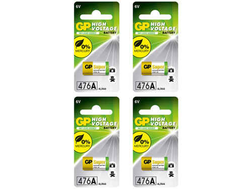 Batteries 476A Süper Alkalin 476A/Px28A/A544/4LR44 Boy Pil, 6 Volt, Tekli Kart 4 Adet Pil