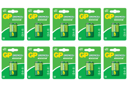 Batteries 1604G Greencell 6F22/1222/9V Pil, 9 Volt, Tekli Kart, 10 Adet Pil