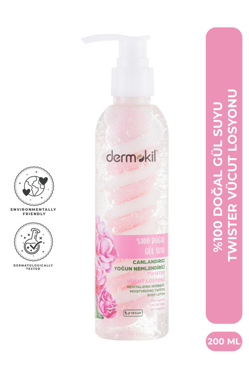 %100 Doğal Gül Suyu Canlandırıcı Yoğun Nemlendirici Twister Vücut Losyonu 200 ml