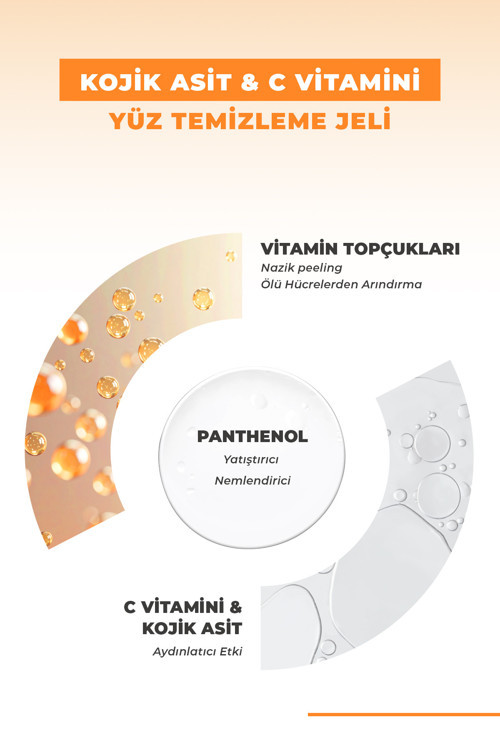 Kojik Asit C Vitamini Leke Karşıtı, Arındırcı Yüz Temizleme Jeli 200 ml
