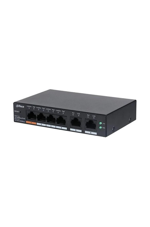 DAHUA CS4006-4ET-60, 4 Port, Megabit, PoE 60W, 2 Port Uplink, Cloud Yönetilebilir, Switch