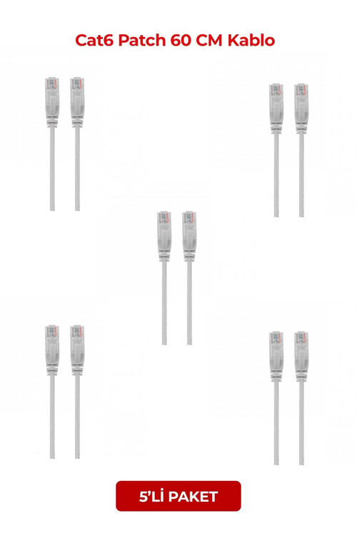 S-LINK SL-CAT605, Cat6, Patch, 5Mt, Kablo (Gri) (5li Paket)