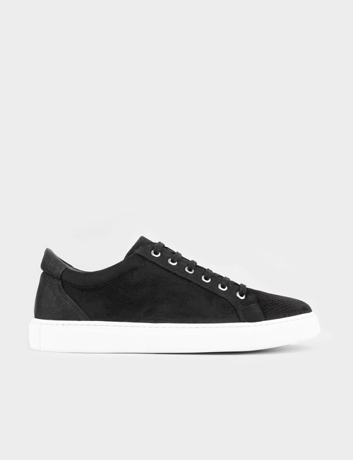 Hakiki Deri Siyah Bağcıklı Sneaker Erkek Günlük Ayakkabı