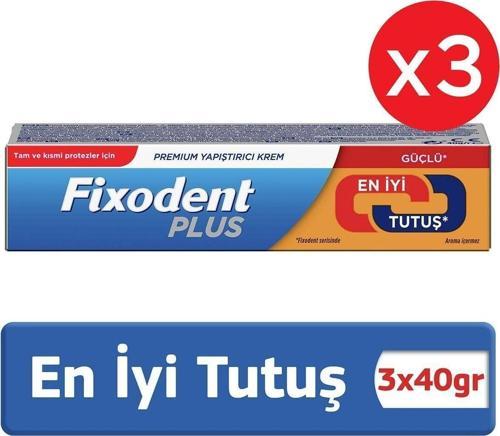 Plus En Iyi Tutuş Diş Protez Yapıştırıcı Krem 40 Gr X 3 Adet