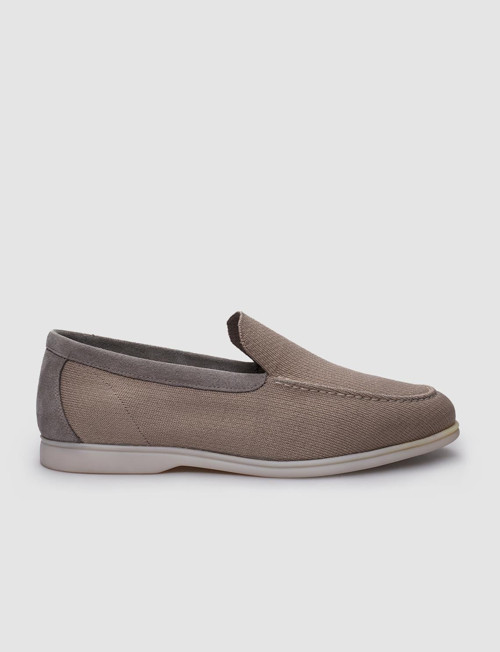 Triko Bej Hakiki Deri Detaylı Erkek Loafer