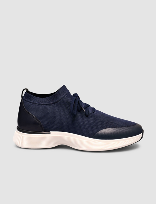 Lacivert Triko & Hakiki Dana Deri Erkek Sneaker