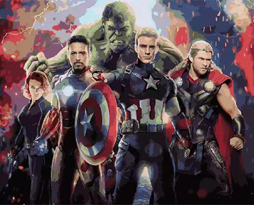 Pastelya Sayılarla Boyama Seti Çerçeveli Kasnaklı Marvel