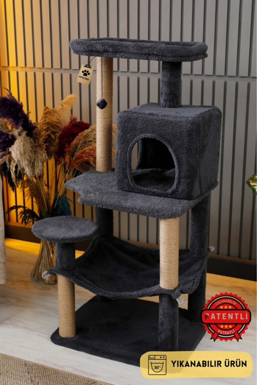 Çok Katlı Yıkanabilir Kedi Tırmalama Ve Oyun Evi - Dubai Antrasit